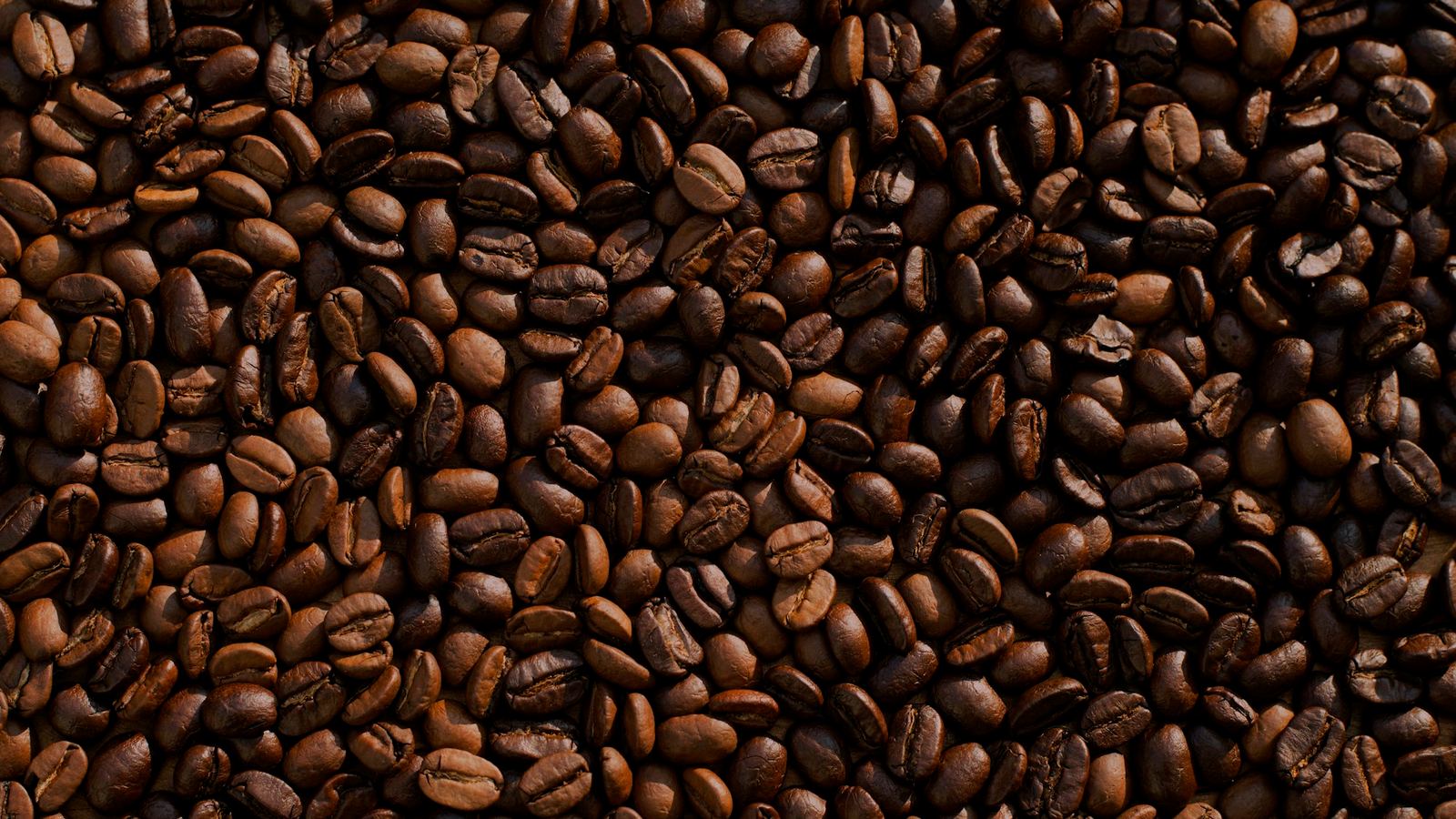 Close-up of roasted coffee beans filling the frame